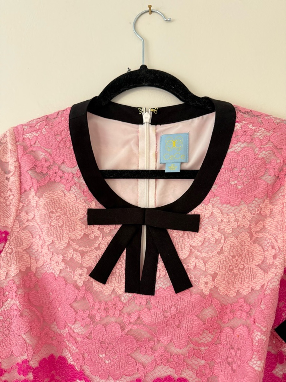Cece Brandy Pink Lace Shift Dress Womens  Size 12P Twee Coquette Mini Dress Y2K - Picture 4 of 11